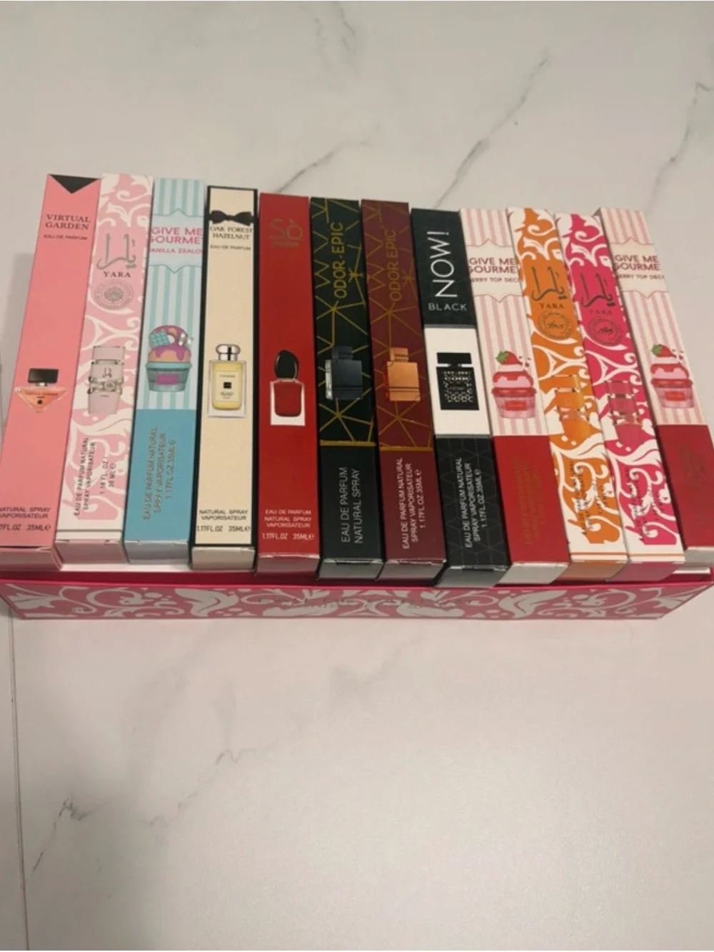 Assorted Pink Decorative Storage Box with Multi-Color Lipstick Organizers